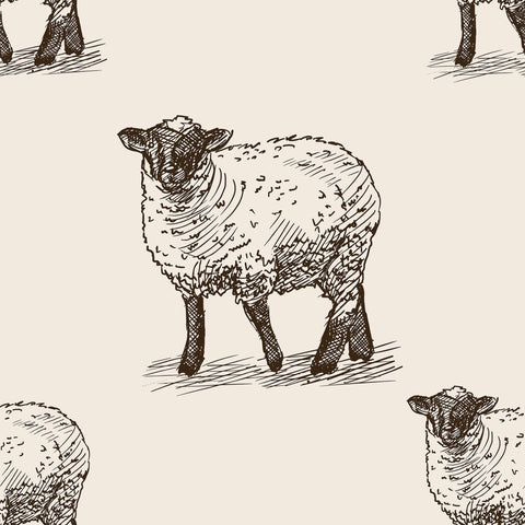 Off White Sketched Animal Removable Wallpaper 6396| Walls By Me