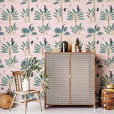 Pink Birds Peel and Stick Removable Wallpaper