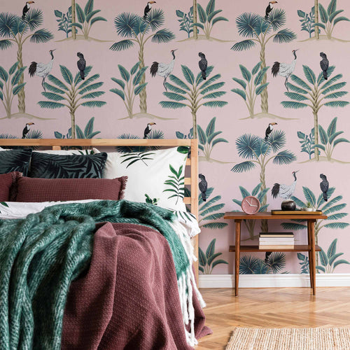 Pink Birds Peel and Stick Removable Wallpaper