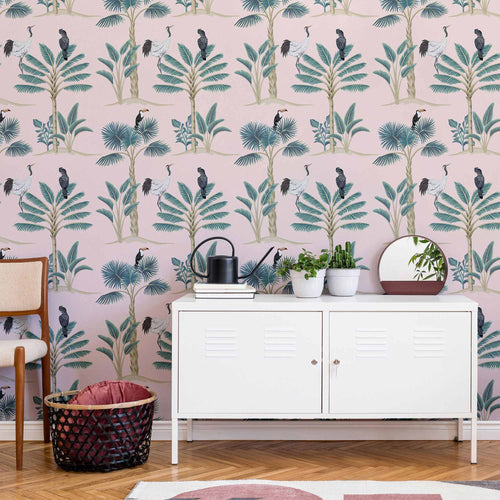 Pink Birds Peel and Stick Removable Wallpaper