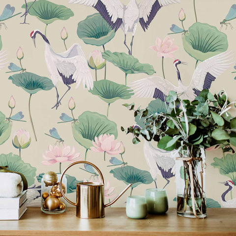 Green Botanical Peel and Stick Removable Wallpaper
