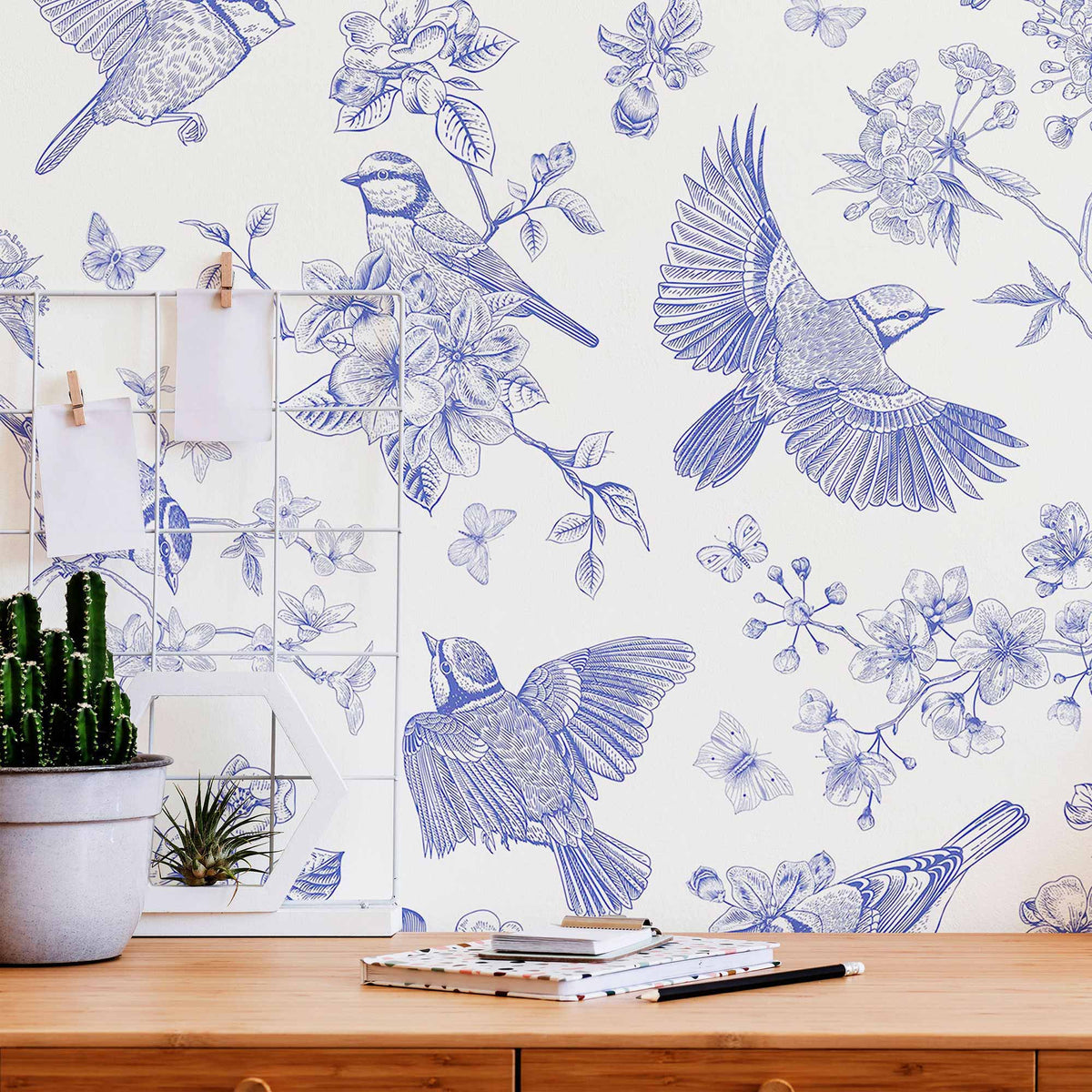 Blue Birds Peel and Stick Removable Wallpaper Walls by Me