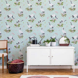 vintage color palette of muted blue and pink removable wallpaper