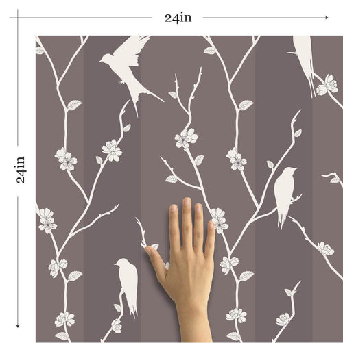 Lavender Floral Animal Removable Wallpaper 6931| Walls By Me