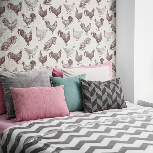 Beige Bird Animal Peel and Stick Removable Wallpaper