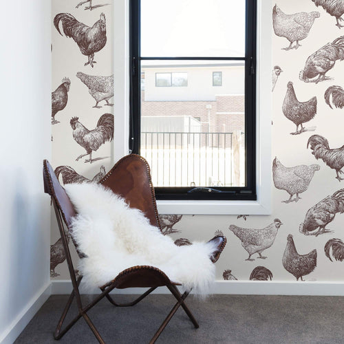 Beige Bird Animal Peel and Stick Removable Wallpaper