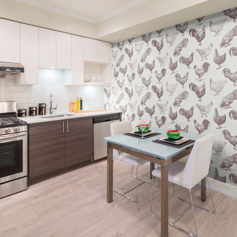 Beige Bird Animal Peel and Stick Removable Wallpaper