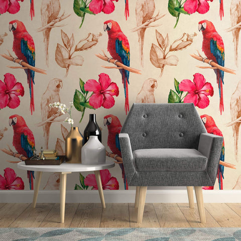 Red and Tan Bird Animal Removable Wallpaper 2321| Walls By Me