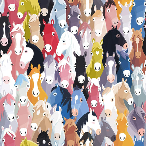 White Horse Animal Peel and Stick Removable Wallpaper