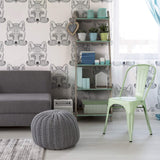 White and Black Fox Animal Peel and Stick Removable Wallpaper