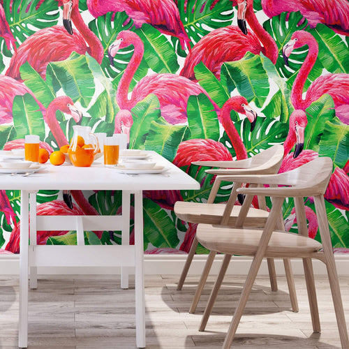 Green and Fuchsia Bird Animal Removable Wallpaper 3044| Walls By Me