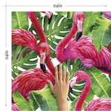 Green and Fuchsia Bird Animal Removable Wallpaper 3044| Walls By Me