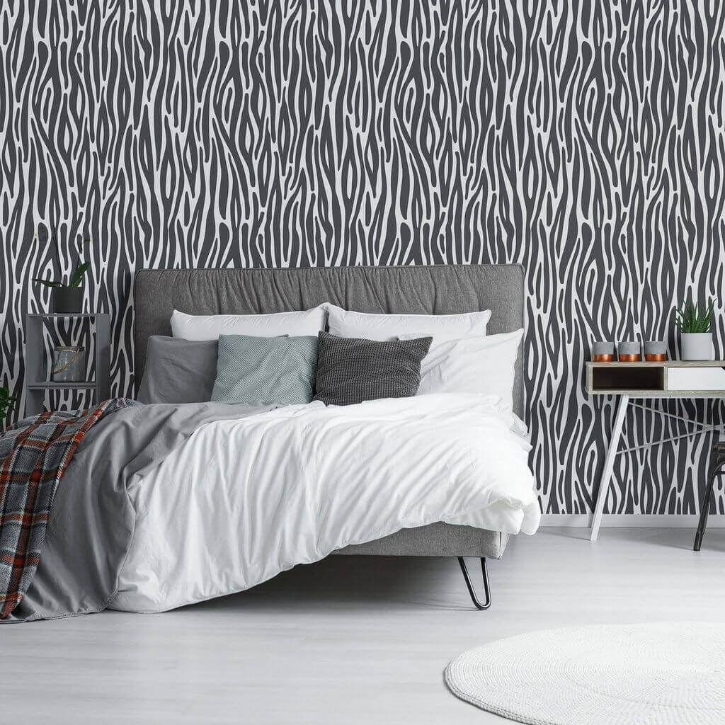 Grey Animal Print Peel and Stick Removable Wallpaper 2304 - 24in x 48in (61x122cm)