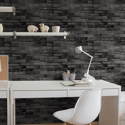 Black Wood Texture Peel and Stick Removable Wallpaper