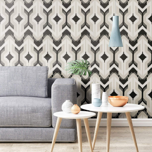 Black and White Contemporary Geometric Peel and Stick Removable Wallpaper