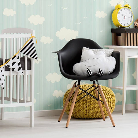 Blue and White Clouds Baby Peel and Stick Removable Wallpaper