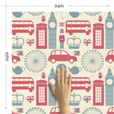 Blue and White Travel Themed Peel and Stick Removable Wallpaper