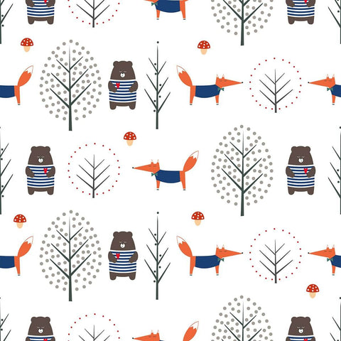 Blue and Orange Animals Baby Peel and Stick Removable Wallpaper