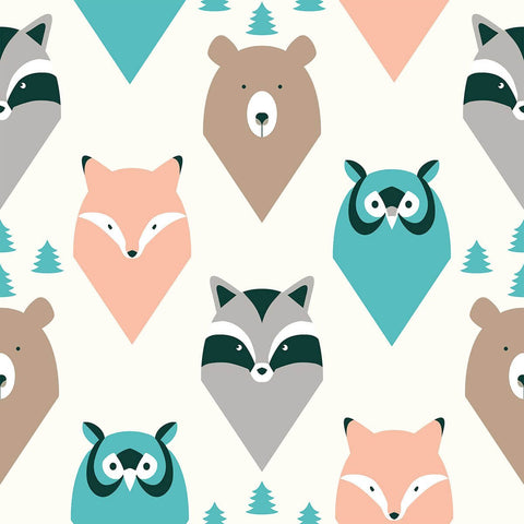 Brown and Cream Forest Baby Peel and Stick Removable Wallpaper