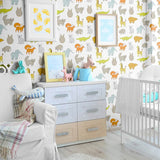 White and Tan Animals Baby Removable Wallpaper 9402| Walls By Me