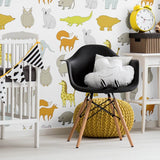 White and Tan Animals Baby Removable Wallpaper 9402| Walls By Me
