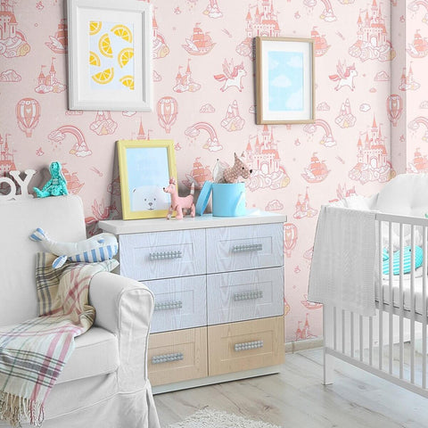 Pink Fantasy Baby Peel and Stick Removable Wallpaper