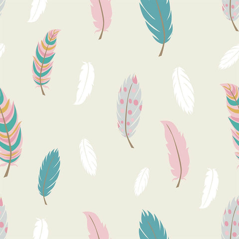 Cream and Teal Animals Baby Peel and Stick Removable Wallpaper