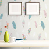 Cream and Teal Animals Baby Peel and Stick Removable Wallpaper