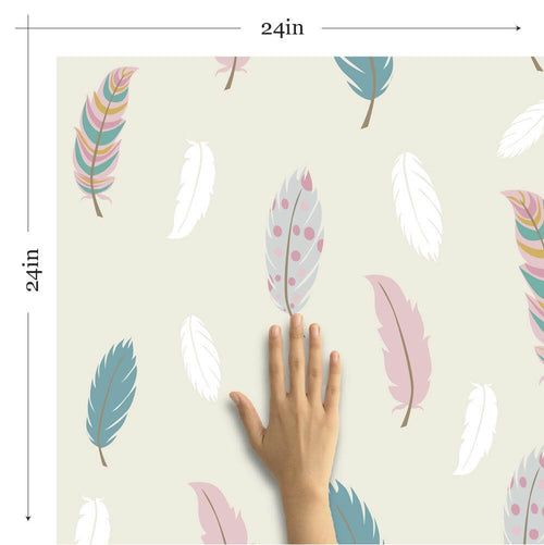 Cream and Teal Animals Baby Peel and Stick Removable Wallpaper