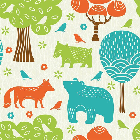 Brown and Green Animals Baby Removable Wallpaper 1283| Walls By Me