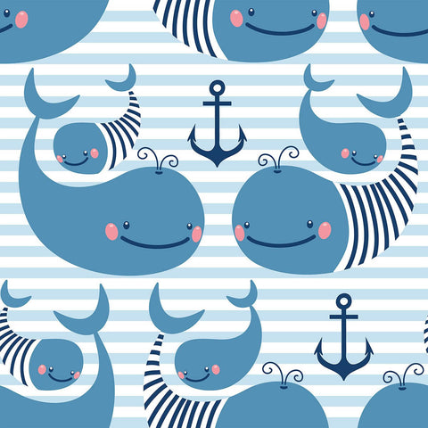 Navy and Light Blue Animals Baby Removable Wallpaper 6433| Walls By Me