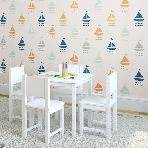 White and Orange Boats Baby Removable Wallpaper 6023| Walls By Me