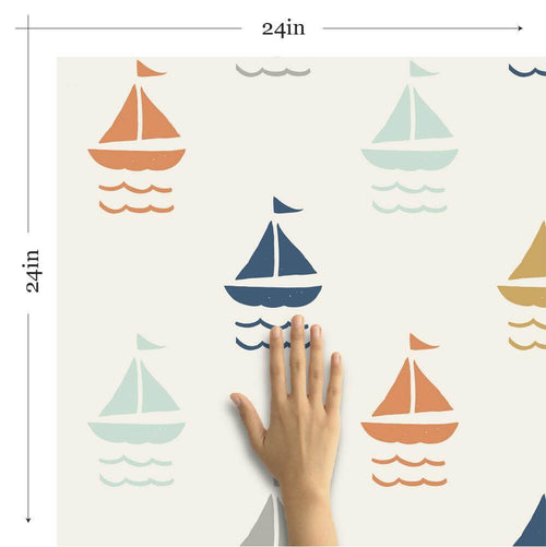 White and Orange Boats Baby Removable Wallpaper 6023| Walls By Me