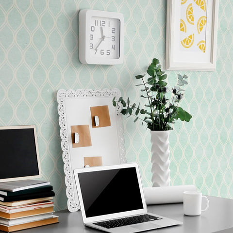 Green Geometric Basic Peel and Stick Removable Wallpaper