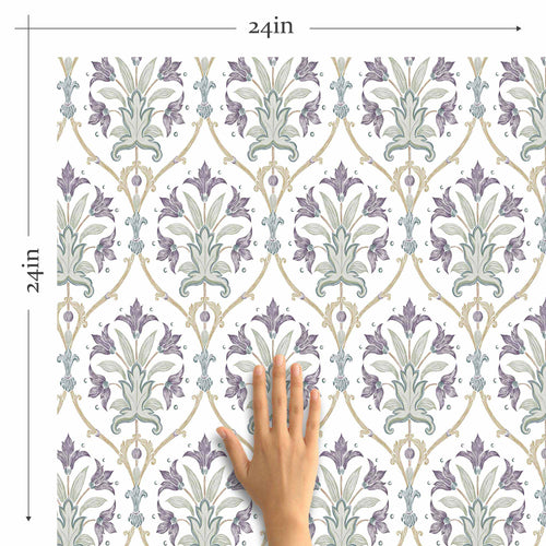 Purple Flowers Peel and Stick Removable Wallpaper