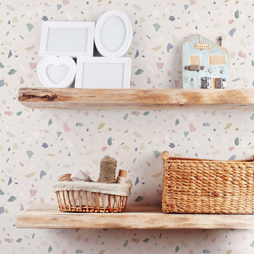 Ivory Terrazzo Basic Peel and Stick Removable Wallpaper