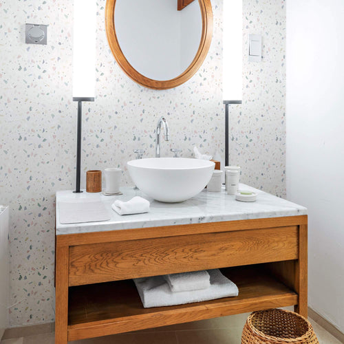 Ivory Terrazzo Basic Peel and Stick Removable Wallpaper