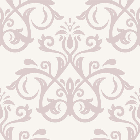 Taupe and Brown Damask Basic Peel and Stick Removable Wallpaper