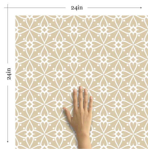 Beige and Gold Damask Basic Peel and Stick Removable Wallpaper