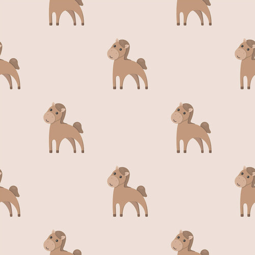 Beige and Brown Motif Children Peel and Stick Removable Wallpaper