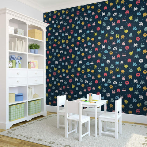 Blue and Yellow Space Children Peel and Stick Removable Wallpaper