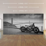 Black and White Motorcycle Peel and Stick Removable Wall Mural 1059