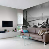 Black and White Motorcycle Peel and Stick Removable Wall Mural 1059