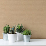Brown and Beige Grasscloth Texture Peel and Stick Removable Wallpaper