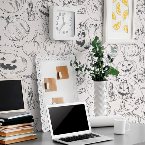 Black Motif Themed Peel and Stick Removable Wallpaper