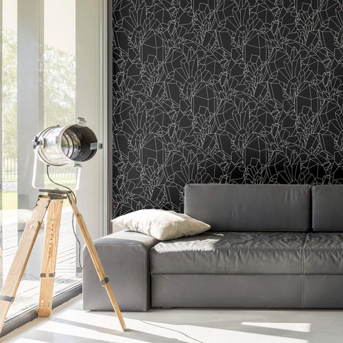 Black and White Crystal Geometric Peel and Stick Removable Wallpaper