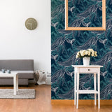 Blue and White Fish Nautical Peel and Stick Removable Wallpaper