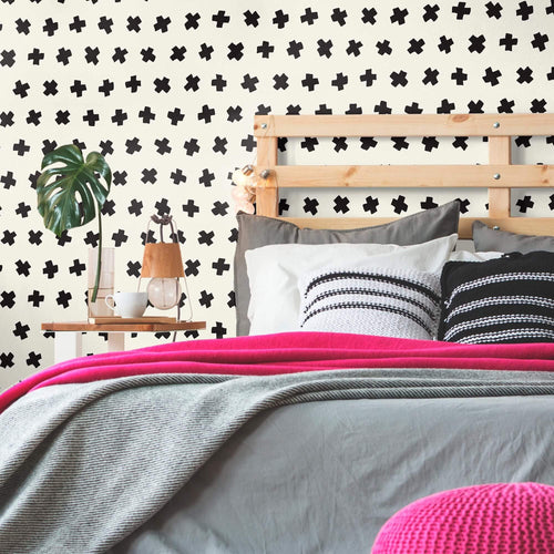 Black Geometric Basic Peel and Stick Removable Wallpaper