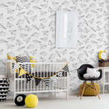 White and Black Retro Children Peel and Stick Removable Wallpaper