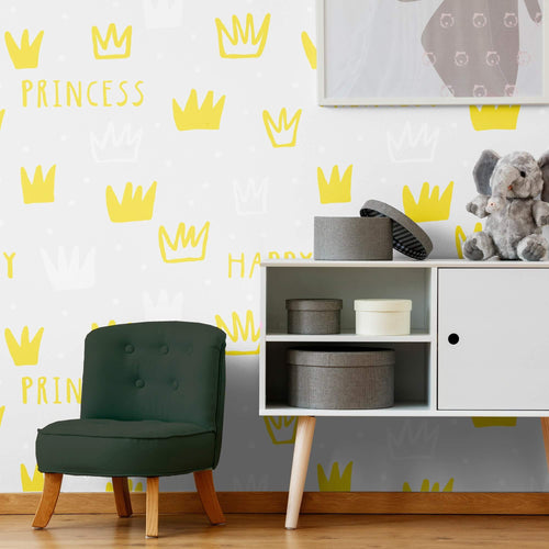 White and Gold Royalty Children Removable Wallpaper 9328| Walls By Me